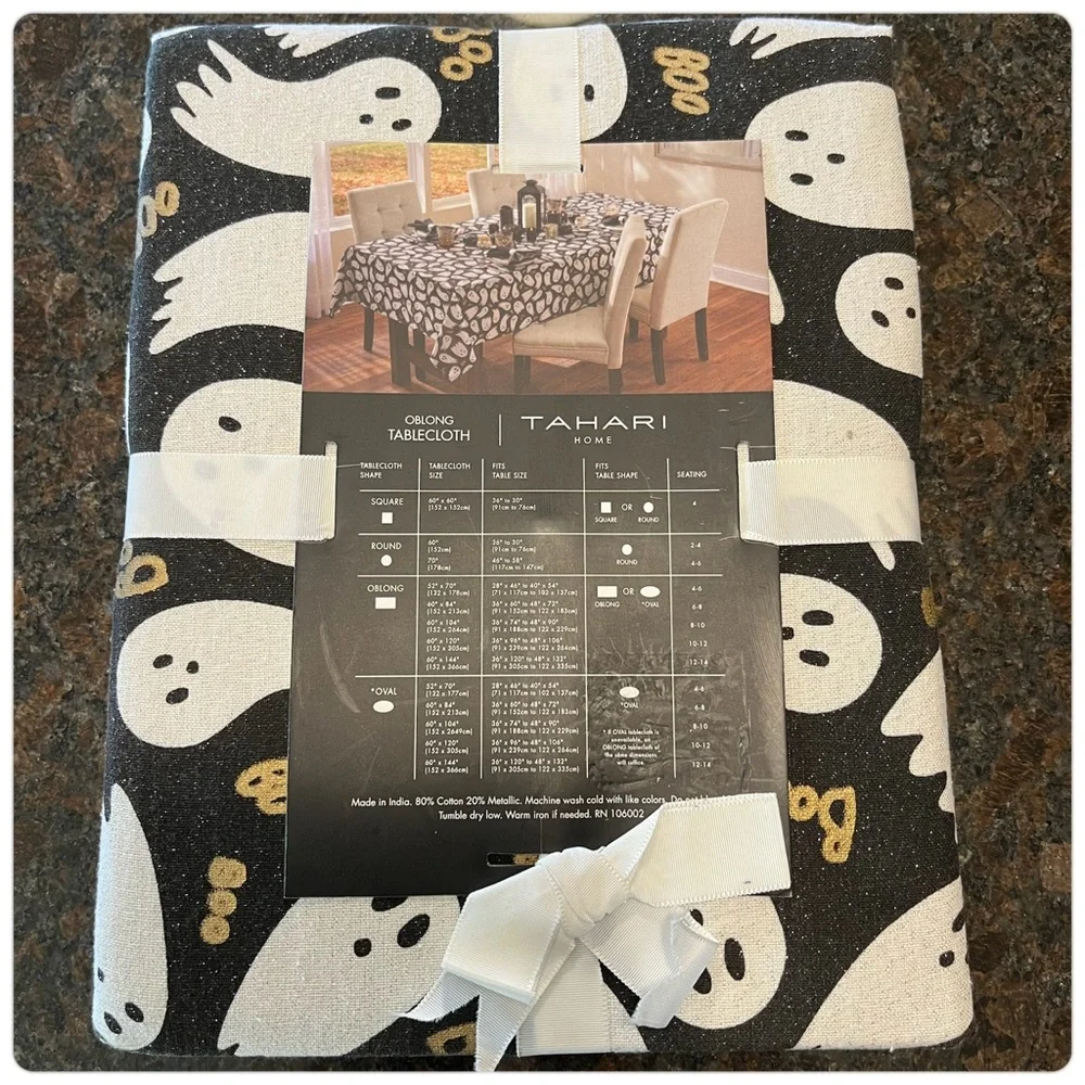 Tahari-‘Halloween Ghosts-Boo’ Oblong Tablecloth. - Picture 2 of 2
